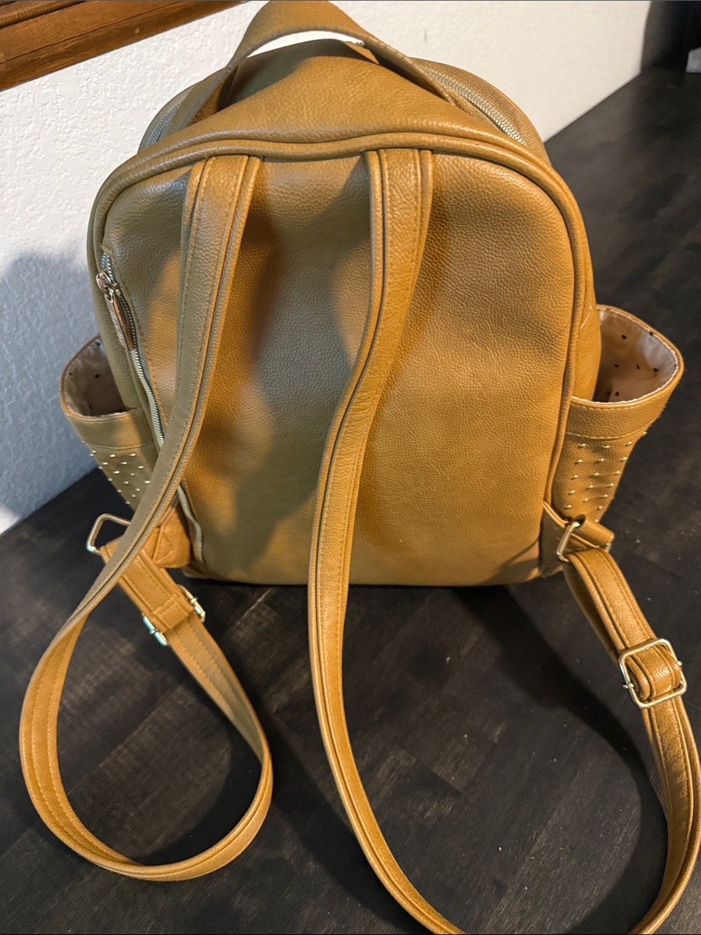 Chelsea & Cole Itzy Ritzy Camel sSudded Mini Backpack Diaper Bag - Picture 3 of 11
